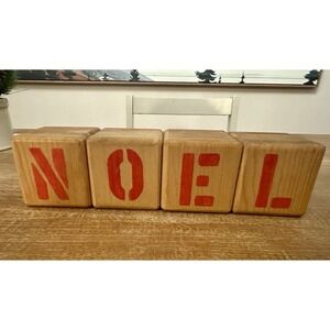 Vintage NOEL Wooden Blocks Hand Crafted Christmas Mantle Decor Farmhouse Art